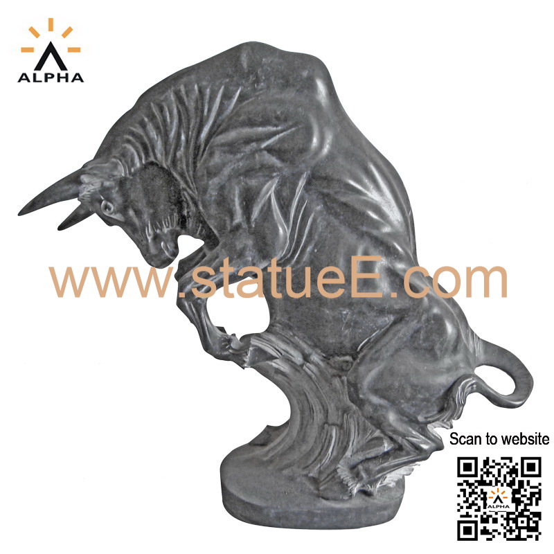 Marble black bull statue